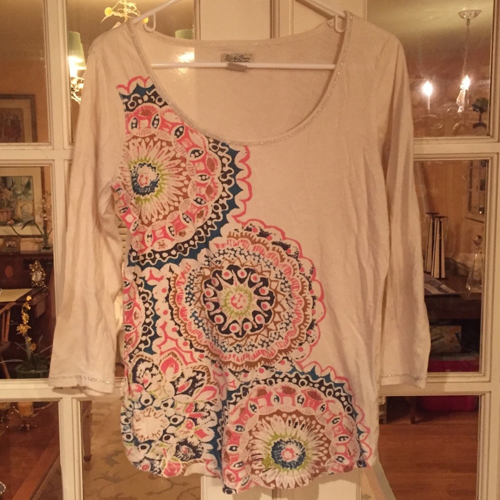 Colorful Mandala print top by Lucky Brand size M